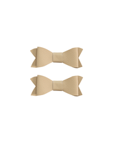 Vanilla Oak Faux Leather Bow Clips